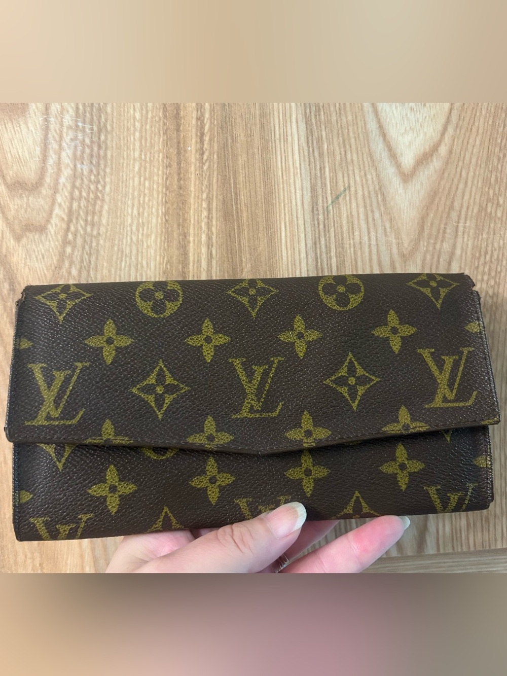 Auth Louis Vuitton monogram long wallet Vintage